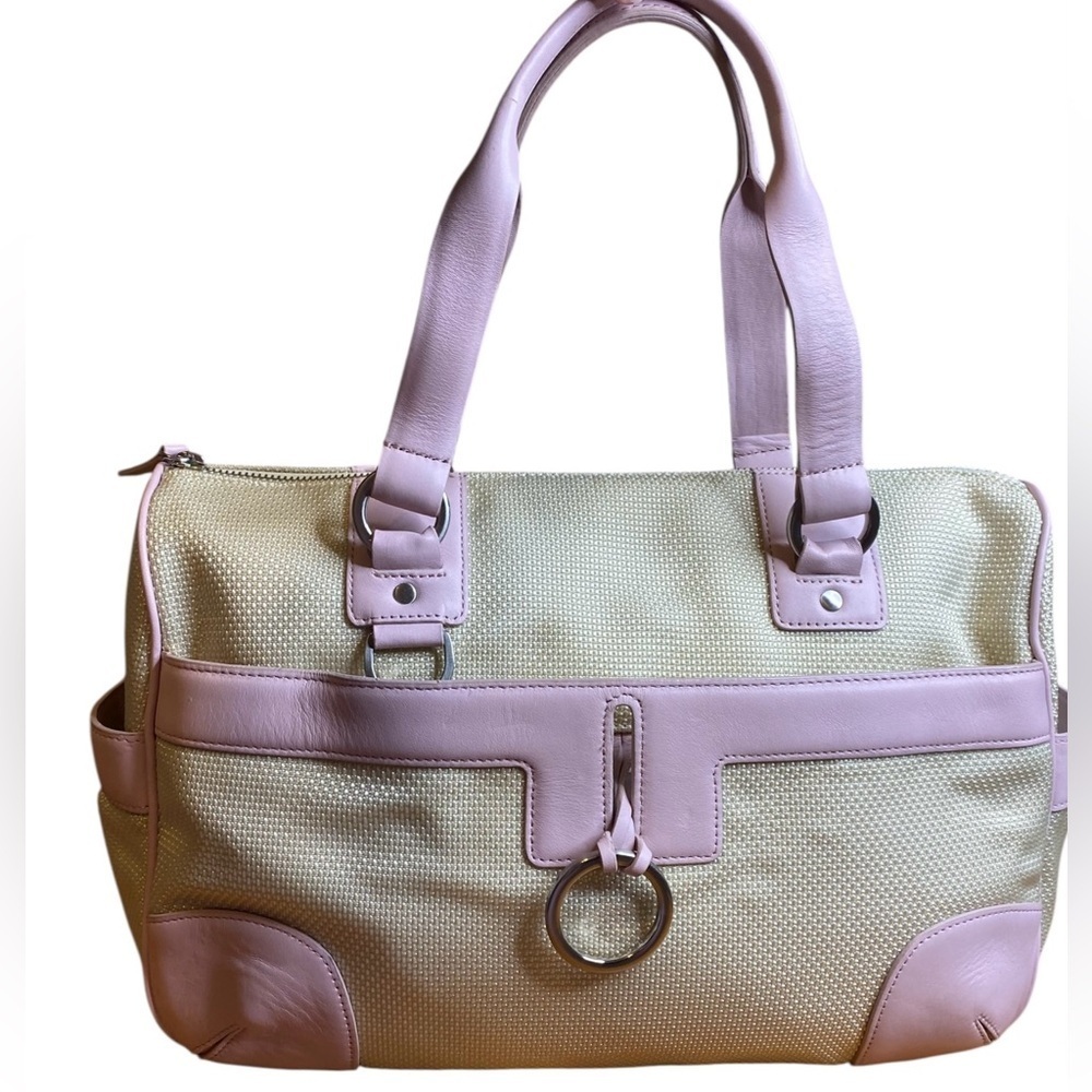 Antonio Melani Pink Leather & Nylon Satchel Handbag